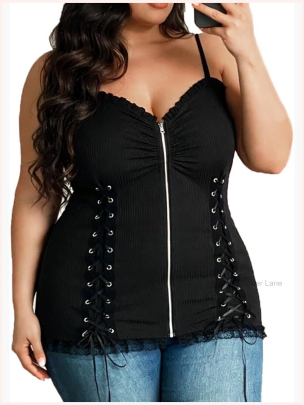 Plus Size Lace Up Corset Tank Top Gothic Streetwear